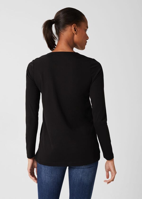 Hobbs Kelsey Zip Neck Tunic Top Black