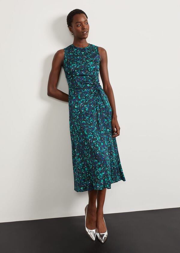 Hobbs Kennedy Fit And Flare Dress Navy Multi