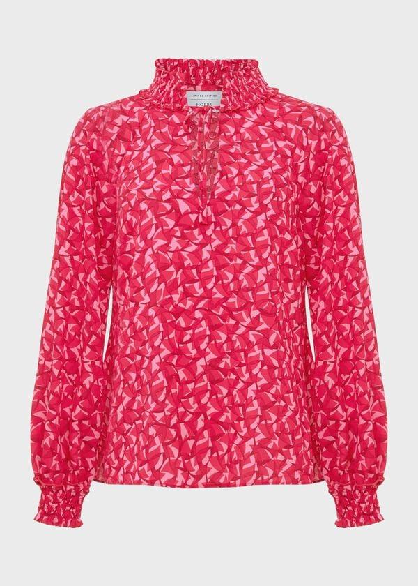Hobbs Kennedy Print Blouse Pink Multi