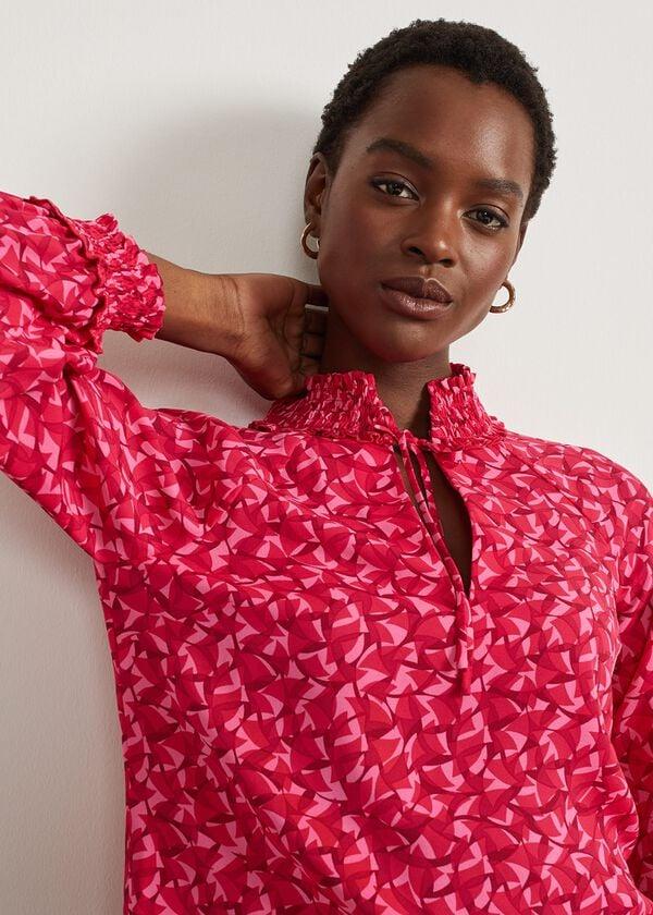 Hobbs Kennedy Print Blouse Pink Multi