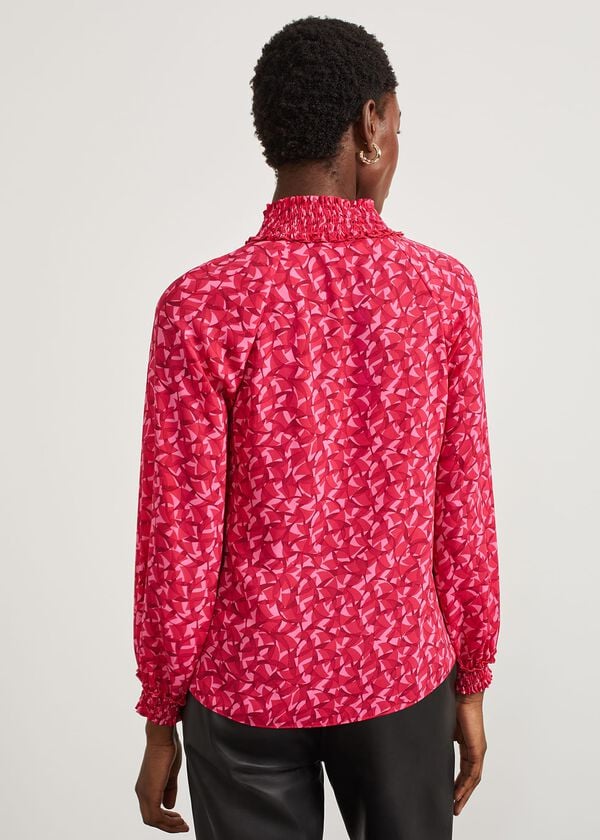 Hobbs Kennedy Print Blouse Pink Multi