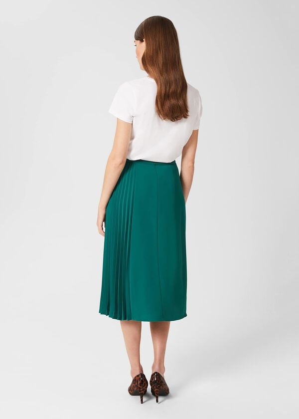 Hobbs Keziah Pleat Skirt Jade Green