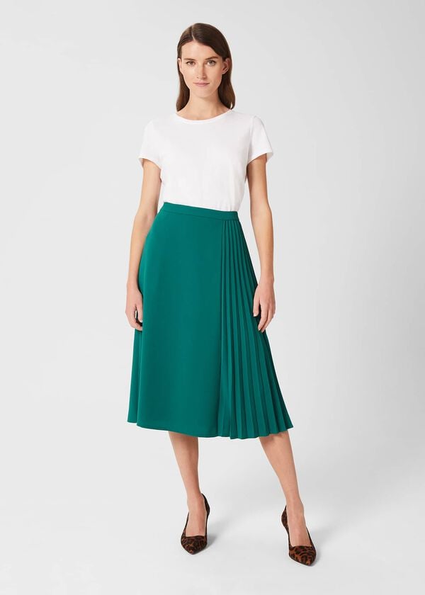 hobbs Keziah Pleat Skirt Jade Green