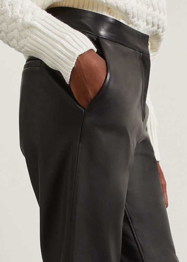 Hobbs Kinsey Leather Trousers Black