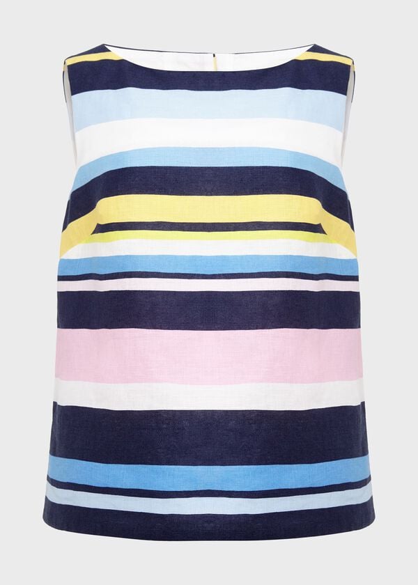 Hobbs Kinsley Linen Sleeveless Top Navy Multi