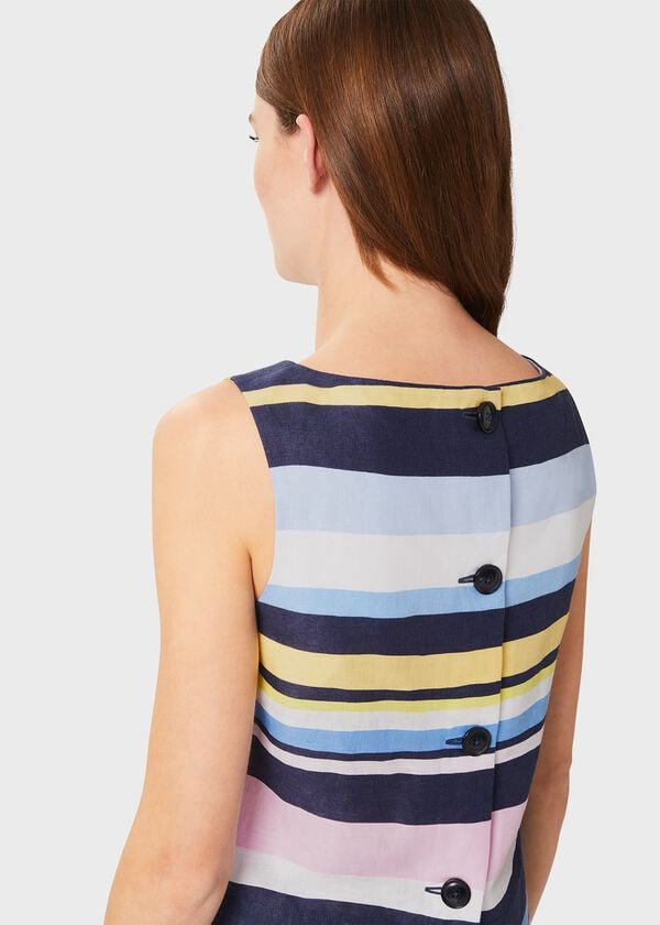Hobbs Kinsley Linen Sleeveless Top Navy Multi