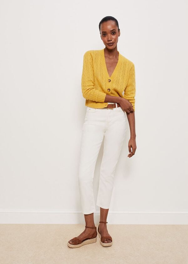 Hobbs Kirby Cable Cardigan Bright Yellow