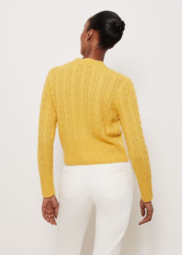 Hobbs Kirby Cable Cardigan Bright Yellow