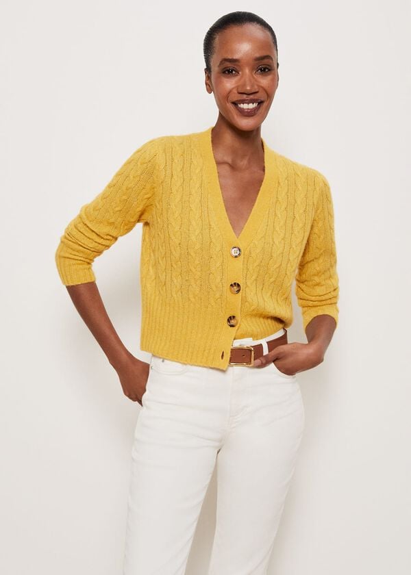 hobbs Kirby Cable Cardigan Bright Yellow