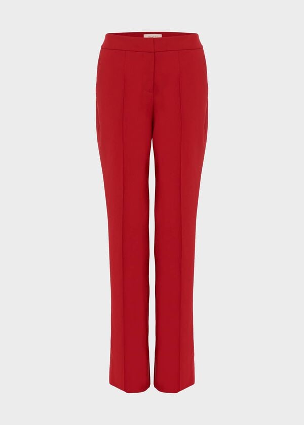 Hobbs Kyle Wool Blend Straight Trousers Red
