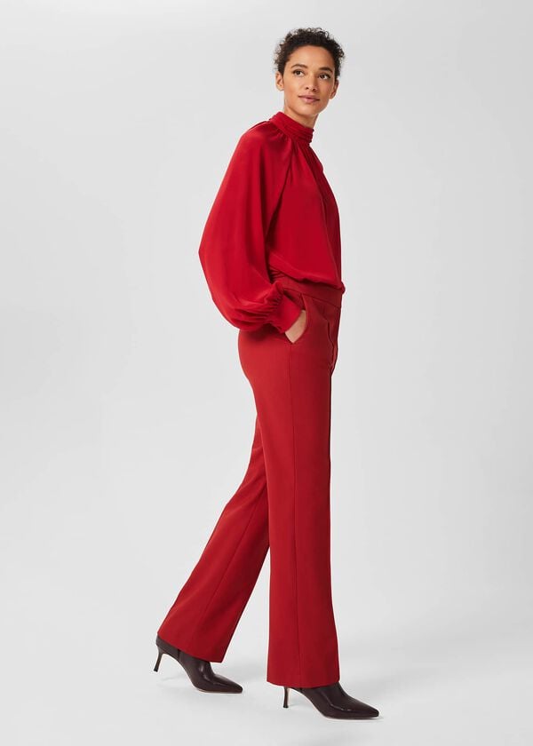 Hobbs Kyle Wool Blend Straight Trousers Red