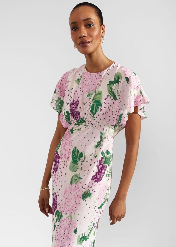 Hobbs Lalena Sequin Floral Dress Cream Multi