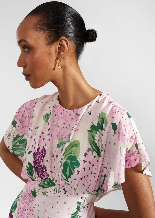 Hobbs Lalena Sequin Floral Dress Cream Multi
