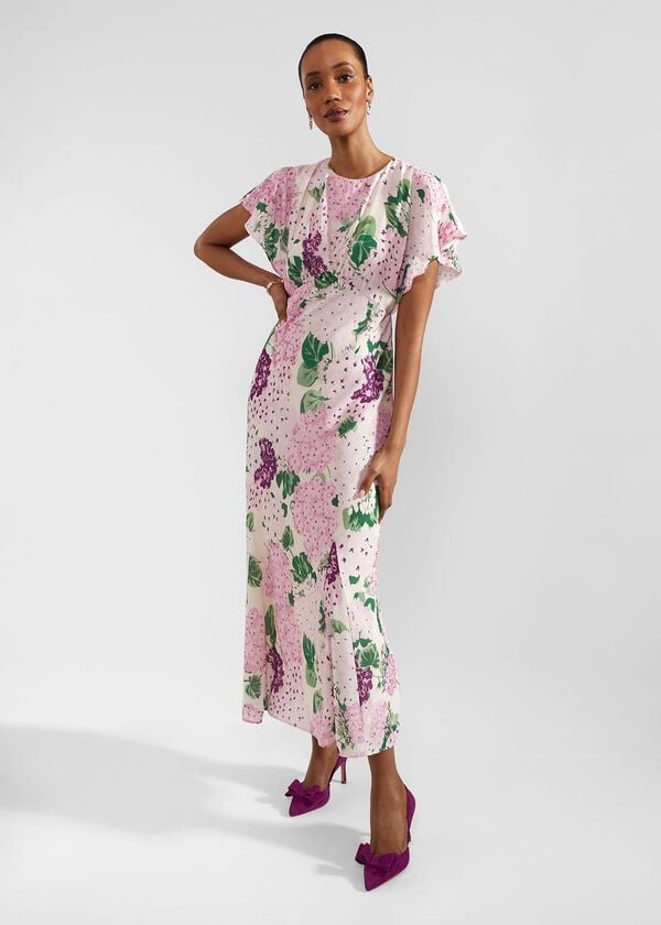 hobbs Lalena Sequin Floral Dress Cream Multi