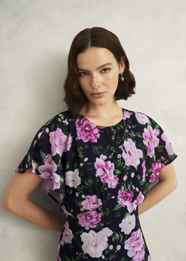 Hobbs Lalena Sequin Floral Dress Midnight Multi