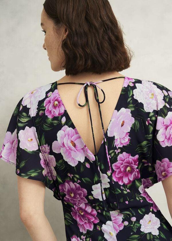 Hobbs Lalena Sequin Floral Dress Midnight Multi