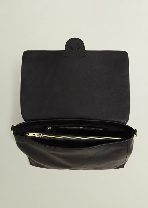 Hobbs Lana Leather Shoulder Bag Black