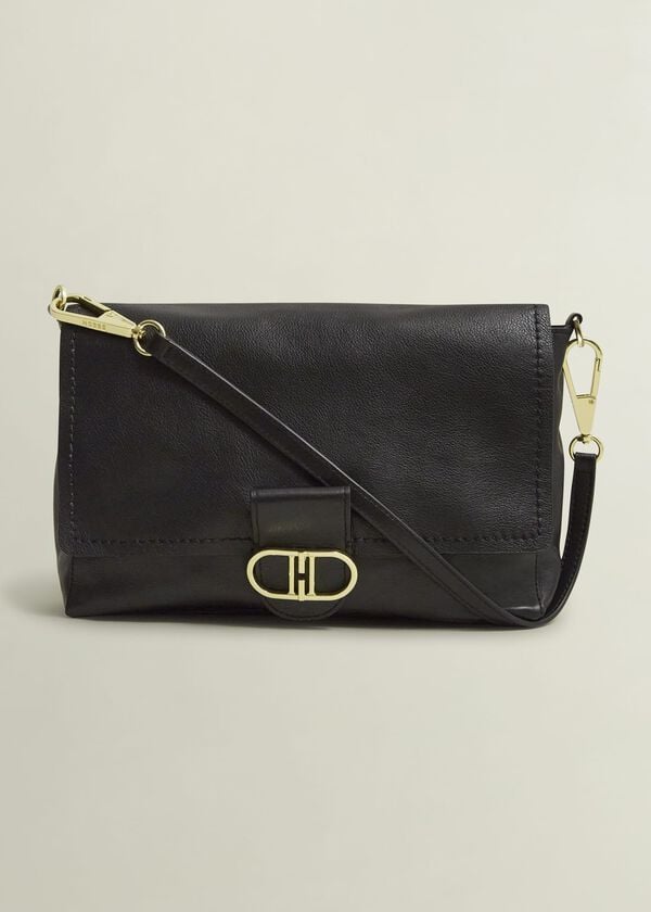 hobbs Lana Leather Shoulder Bag Black