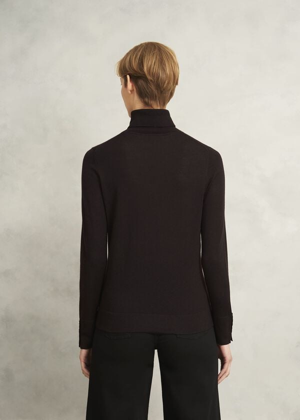 Hobbs Lara Merino Rollneck Jumper Alder Brown