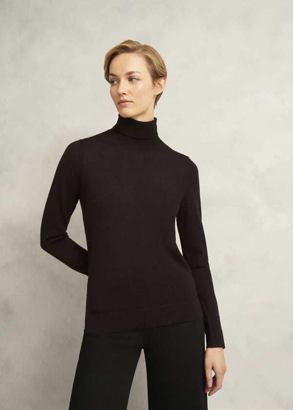 hobbs Lara Merino Rollneck Jumper Alder Brown