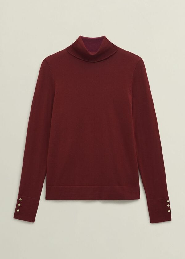 Hobbs Lara Merino Rollneck Jumper Beryl Red