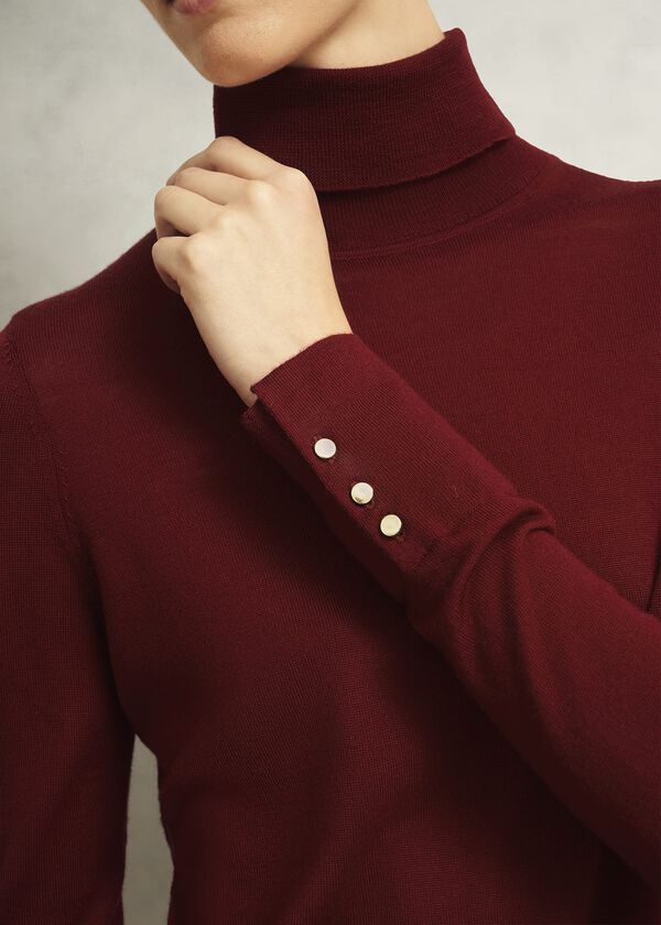 Hobbs Lara Merino Rollneck Jumper Beryl Red