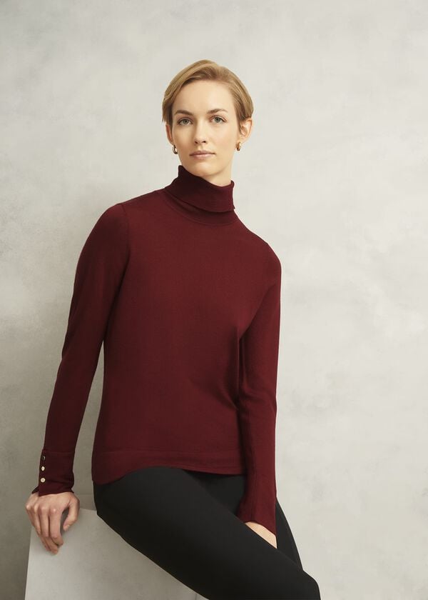 hobbs Lara Merino Rollneck Jumper Beryl Red