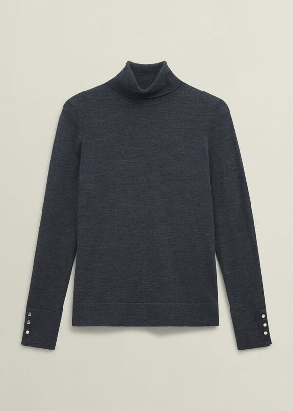 Hobbs Lara Merino Rollneck Jumper Charcoal Grey