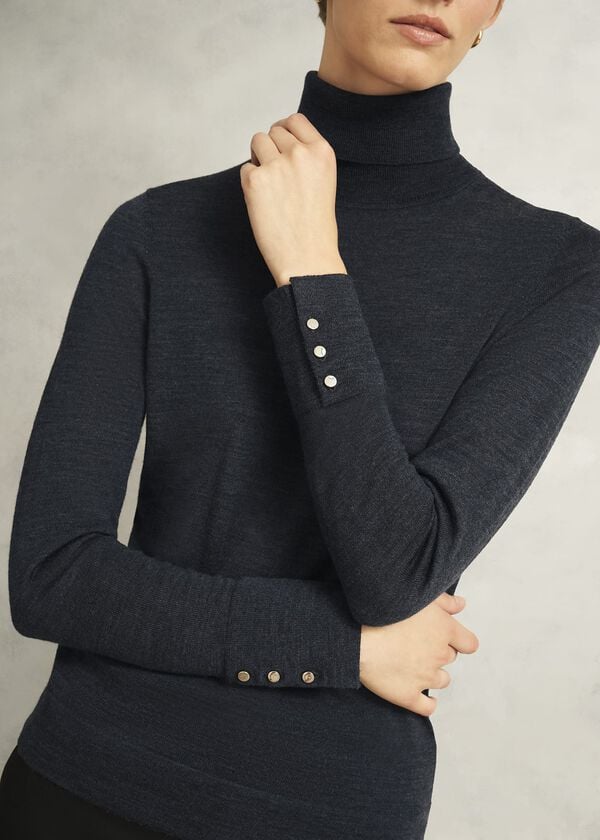 Hobbs Lara Merino Rollneck Jumper Charcoal Grey