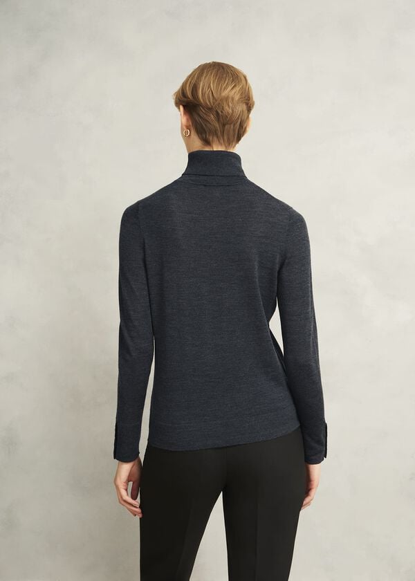 Hobbs Lara Merino Rollneck Jumper Charcoal Grey