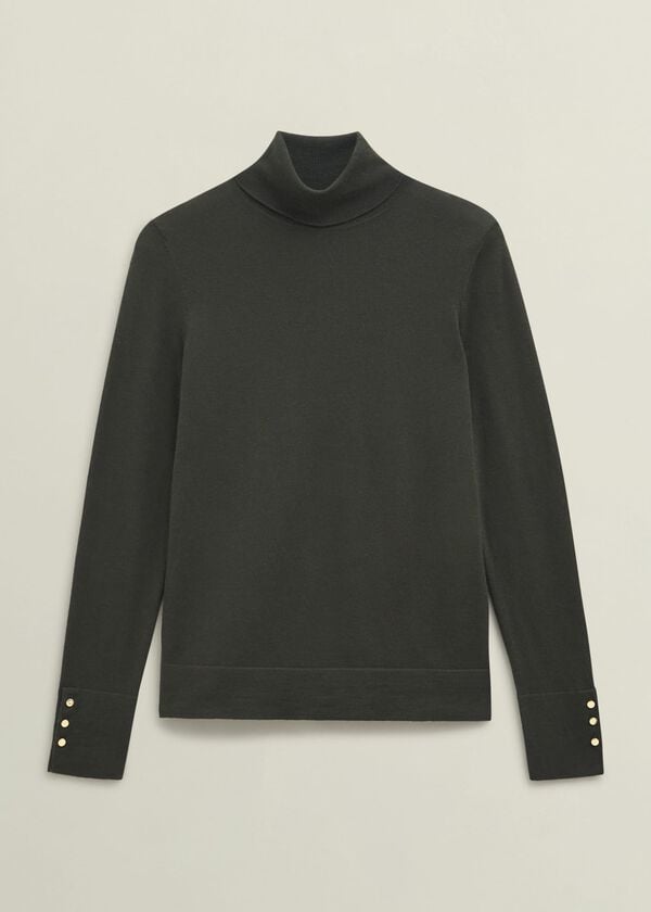 Hobbs Lara Merino Rollneck Jumper Yew Green