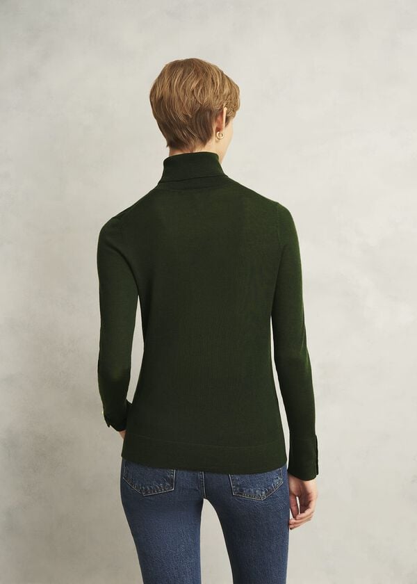 Hobbs Lara Merino Rollneck Jumper Yew Green