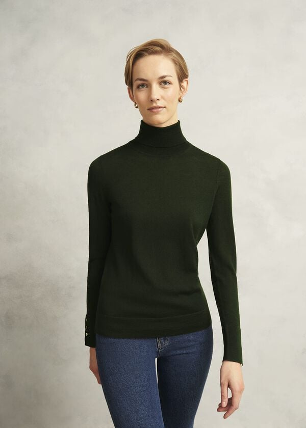 hobbs Lara Merino Rollneck Jumper Yew Green