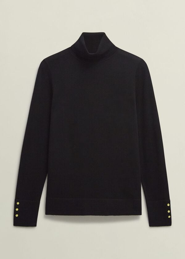 Hobbs Lara Merino Wool Roll Neck Jumper Black