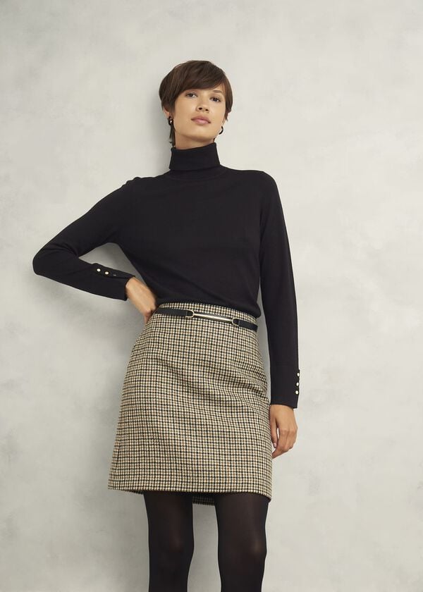 hobbs Lara Merino Wool Roll Neck Jumper Black