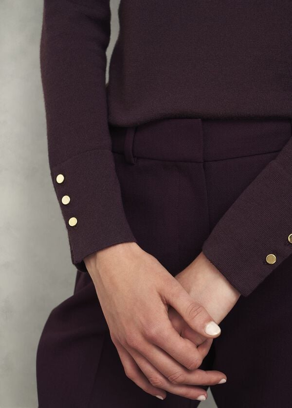 Hobbs Lara Merino Wool Roll Neck Jumper Malbec