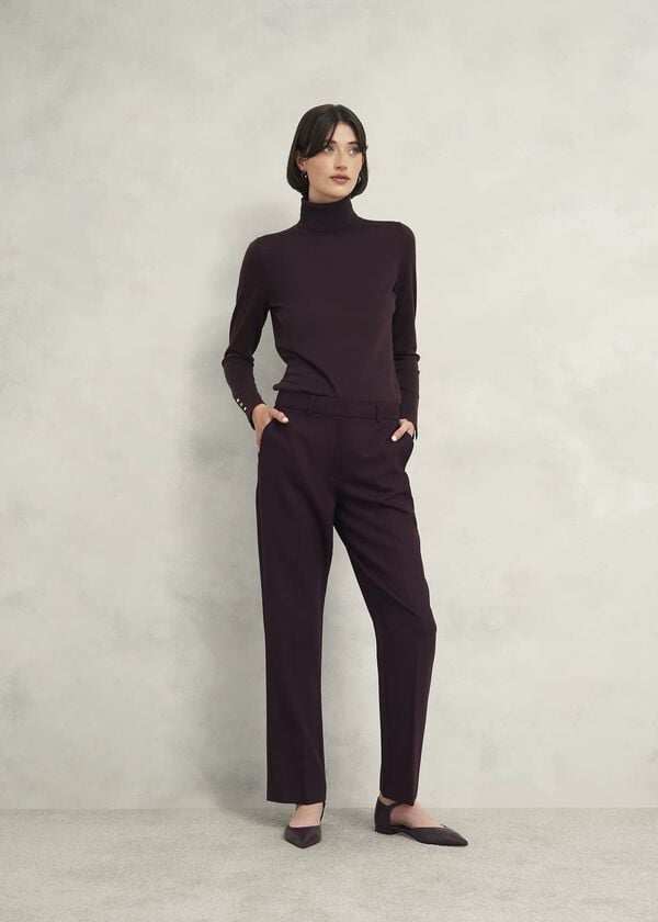 hobbs Lara Merino Wool Roll Neck Jumper Malbec