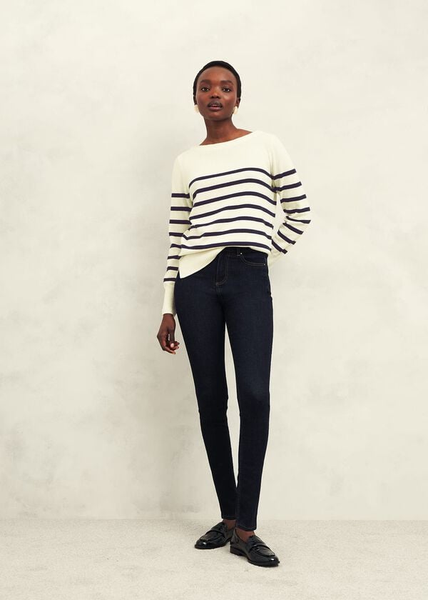 hobbs Larina Cashmere Stripe Jumper Ivory Navy