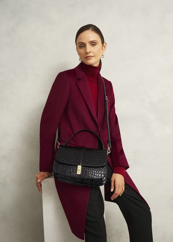 Hobbs Larissa Leather Crossbody Bag Black