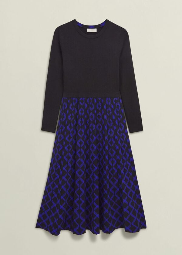 Hobbs Larna Knitted Dress Black Blue