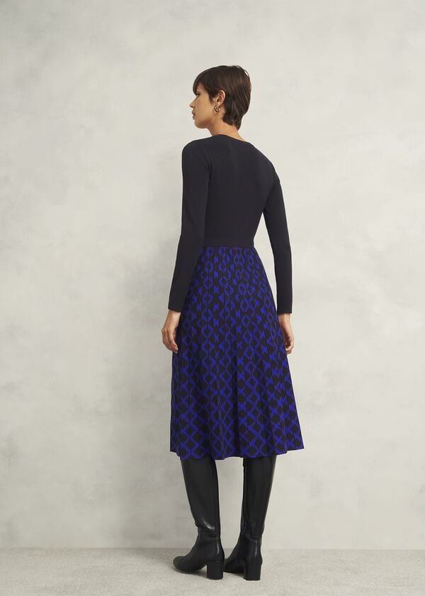 Hobbs Larna Knitted Dress Black Blue