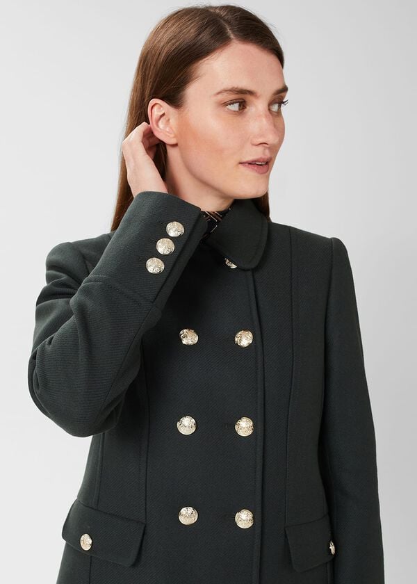 Hobbs Larna Twill Coat Deep Pine Green