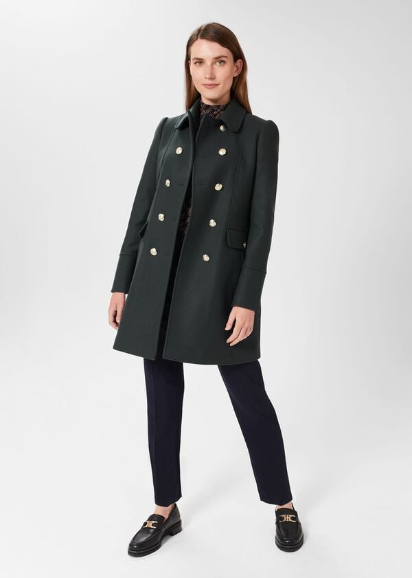 hobbs Larna Twill Coat Deep Pine Green