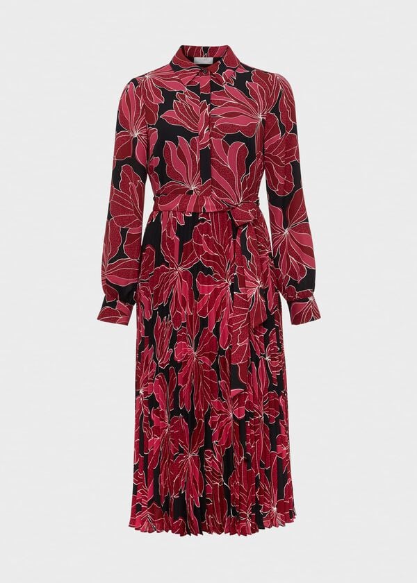 Hobbs Laurenza Dress Black Pink