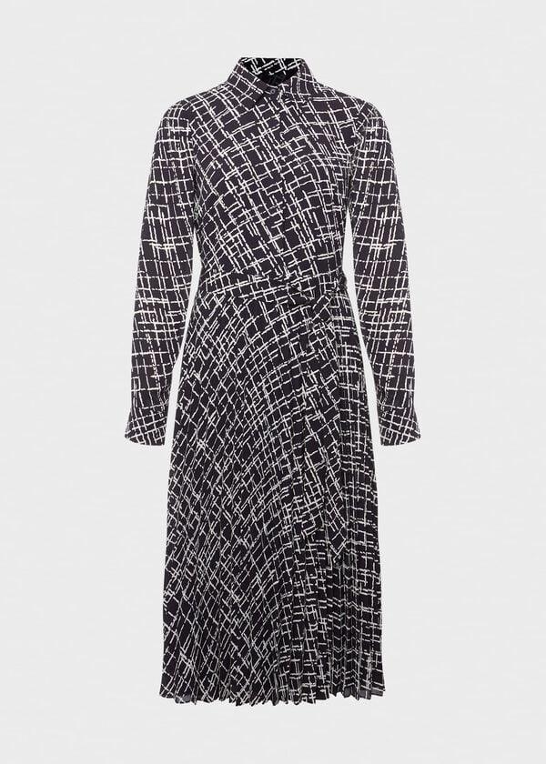 Hobbs Laurenza Fit And Flare Dress Navy Ivory
