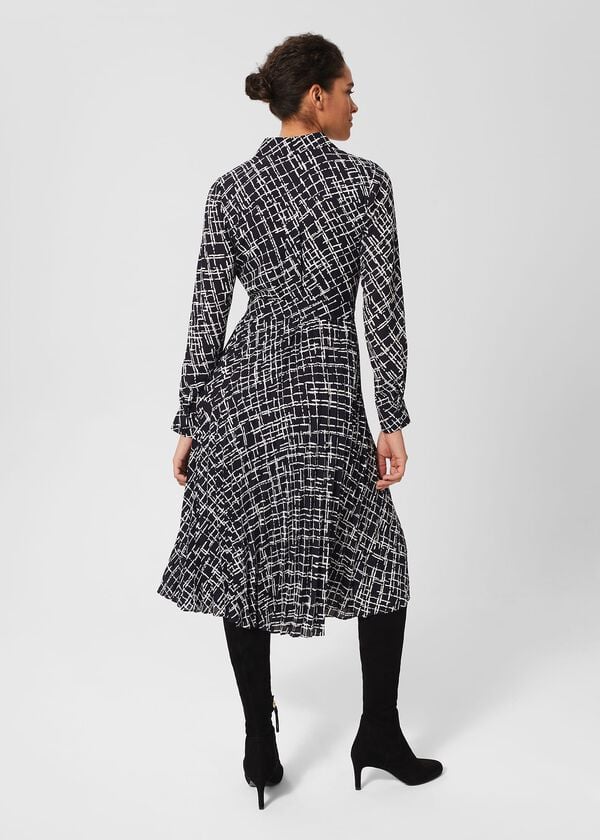 Hobbs Laurenza Fit And Flare Dress Navy Ivory
