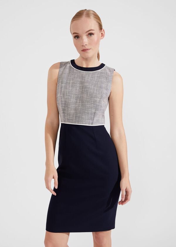 Hobbs Laurie Dress With Cotton Navy Ivory