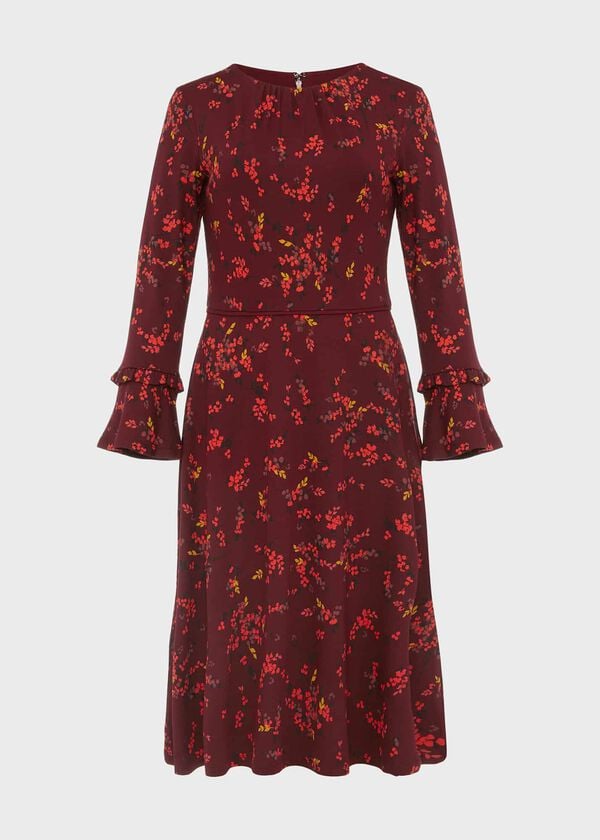 Hobbs Lea Jersey Dress Mulberry Multi