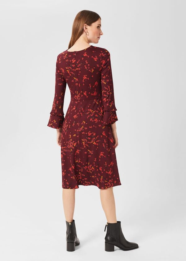 Hobbs Lea Jersey Dress Mulberry Multi
