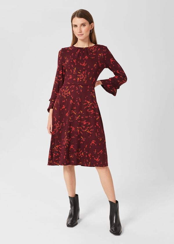 hobbs Lea Jersey Dress Mulberry Multi
